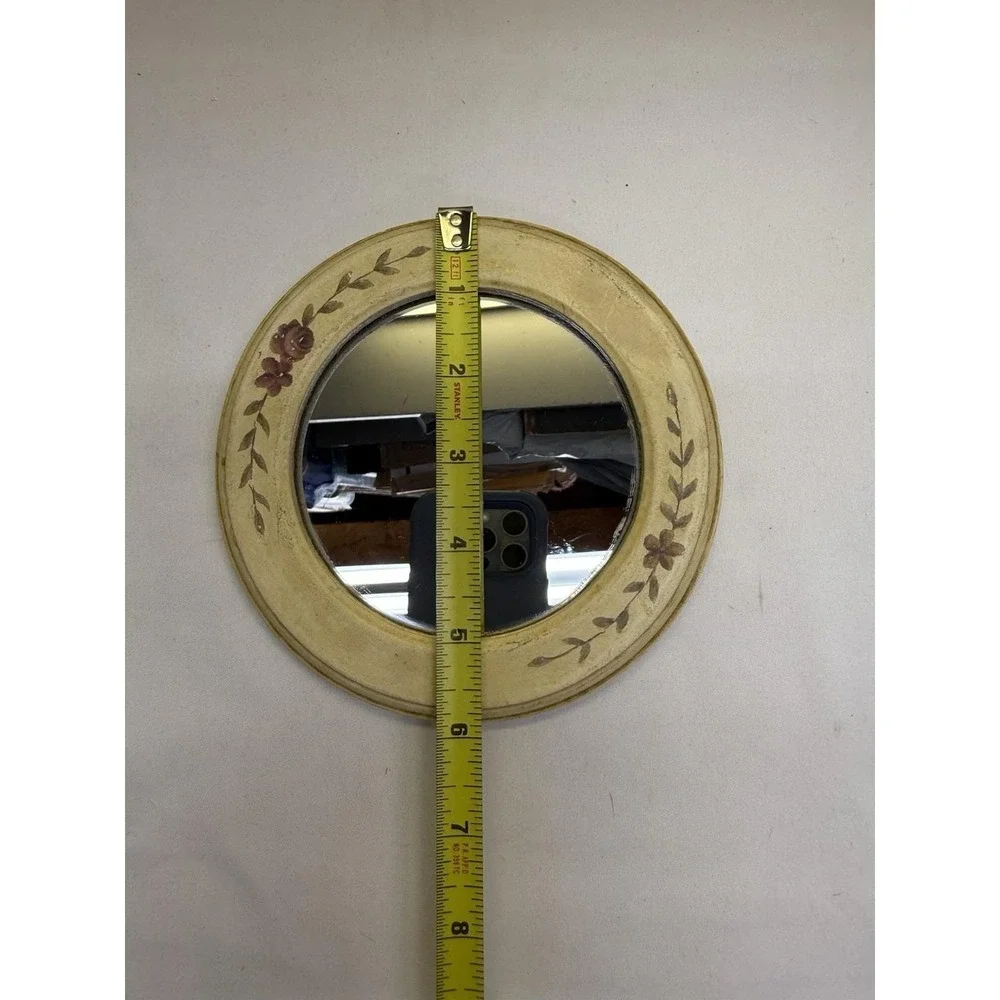 Floral Hand Painted Wood Wall Mirrors Set Of 2 Cottagecore Shabby Chic Decor